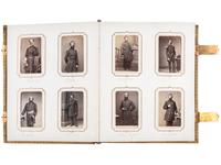 [CIVIL WAR]. BRADY, Mathew, photographer. Exceptional album containing 120 CDVs of Union generals and officers, incl. Joshua Chamberlain and George A. Custer. New York, NY: E. & H.T. Anthony, 1860s.