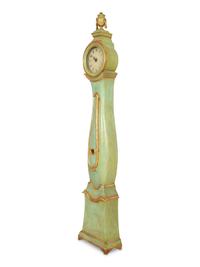 A Swedish Green Painted and Parcel Gilt Longcase Clock