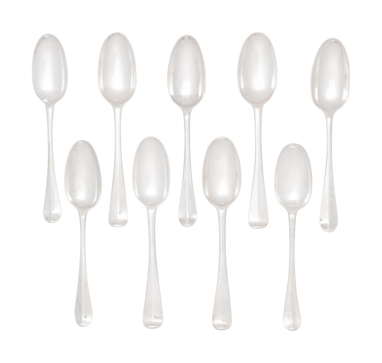 A Group of Eighteen Irish Silver Soup Spoons