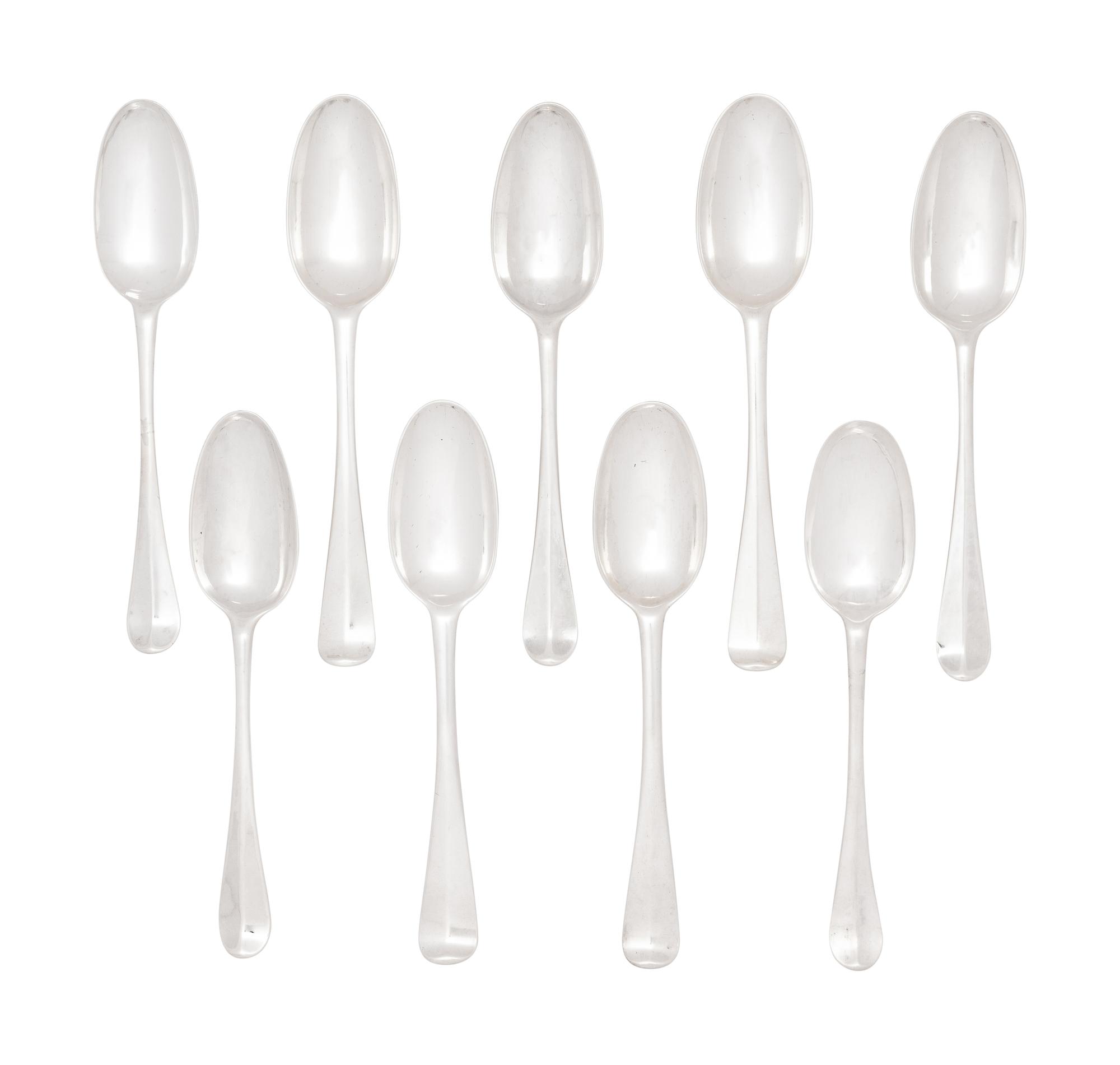 A Group of Eighteen Irish Silver Soup Spoons