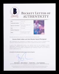 A Kareem Abdul-Jabbar and John Wooden UCLA Basketball Dual Signed Photograph (BAS Beckett Authentication Services Certified),