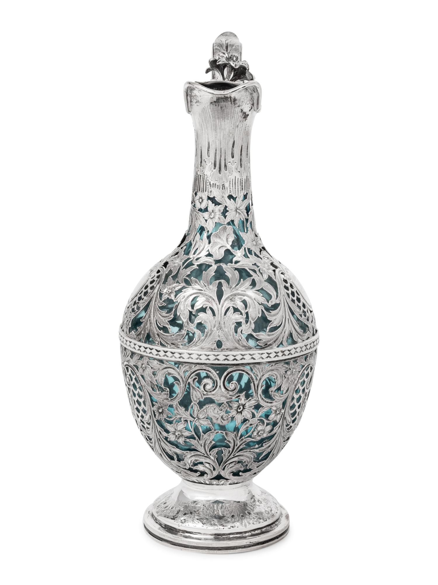 An Early Victorian Silver and Glass Claret Jug