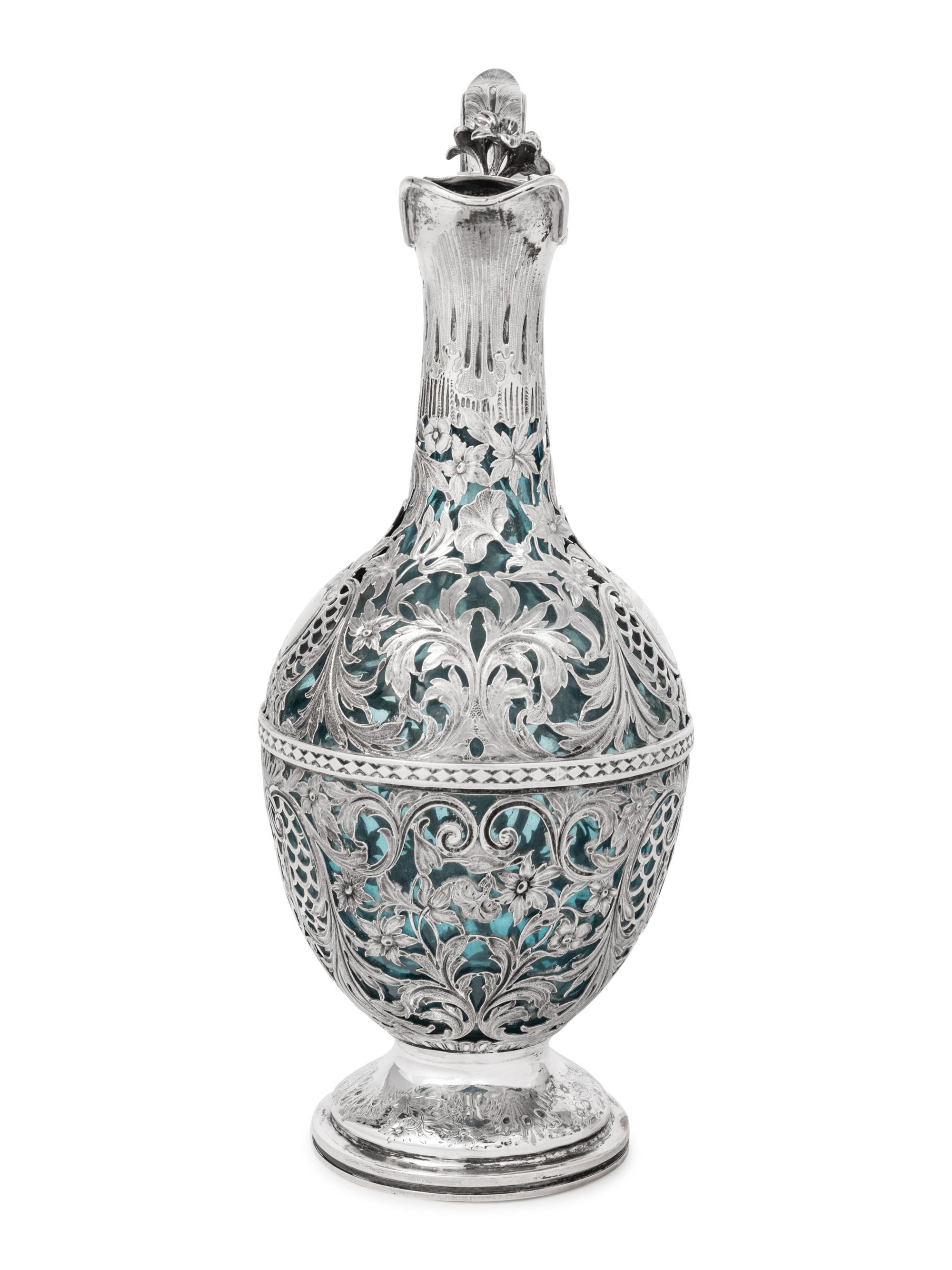 An Early Victorian Silver and Glass Claret Jug