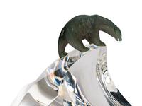 A Steuben Glass and Silver Ice Bear Sculpture