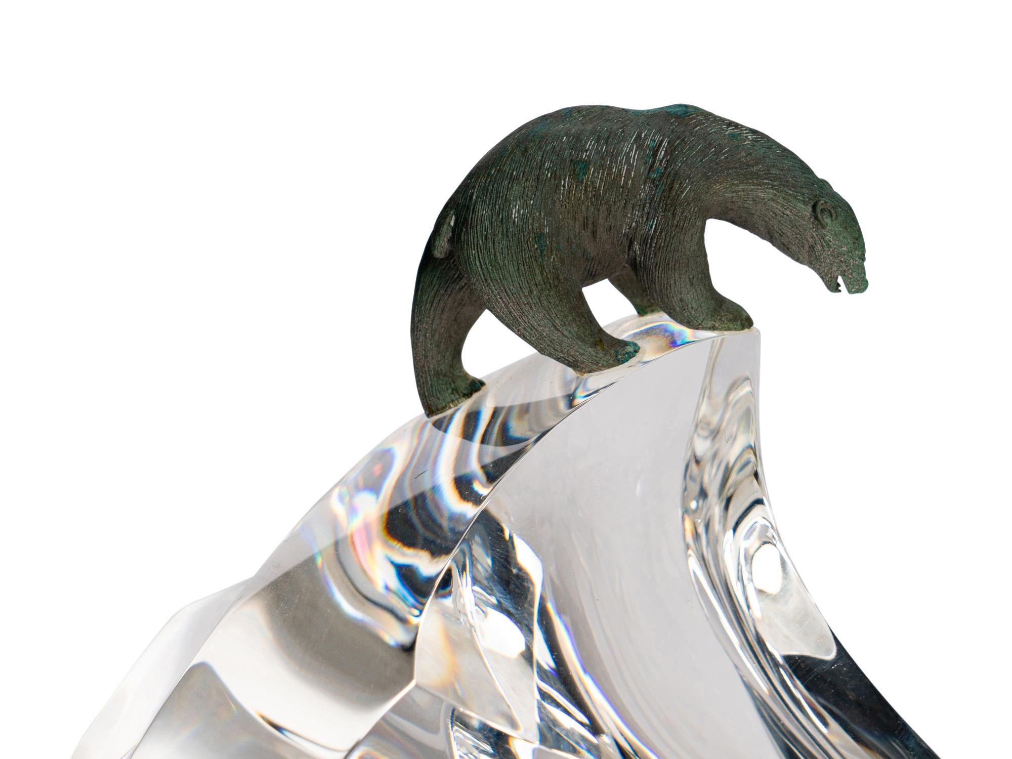 A Steuben Glass and Silver Ice Bear Sculpture