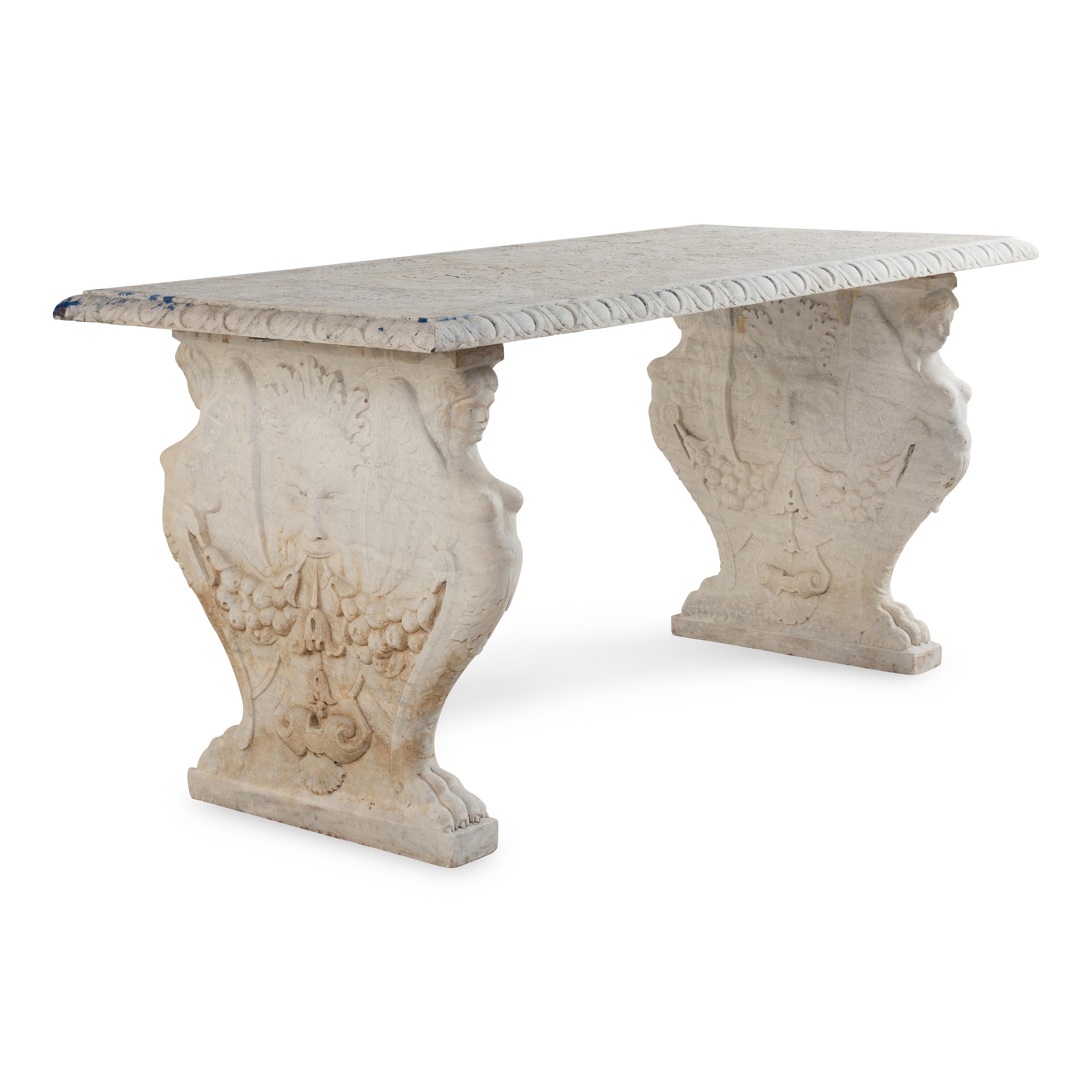 An Italian Renaissance Revival Carved Marble Table