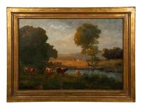Cows Watering Near the Farm