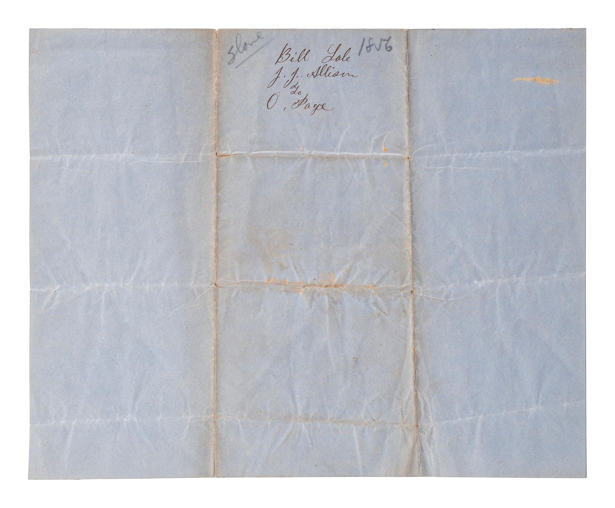 [SLAVERY & ABOLITION]. Manuscript bill of sale for enslaved woman named "Chany" and her infant child "Edith." Orange County, NC, 8 March 1856.