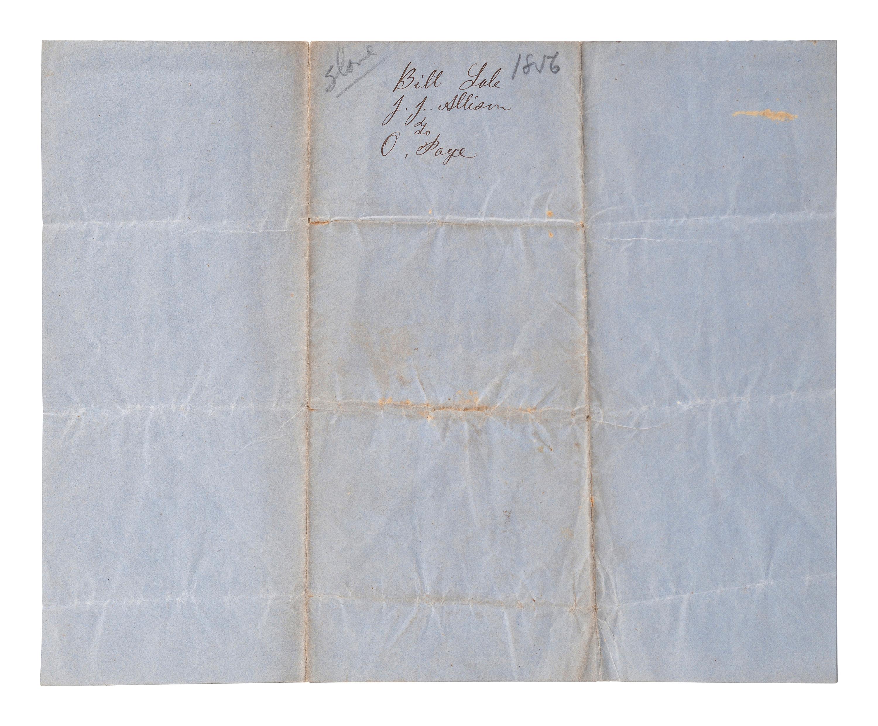 [SLAVERY & ABOLITION]. Manuscript bill of sale for enslaved woman named "Chany" and her infant child "Edith." Orange County, NC, 8 March 1856.
