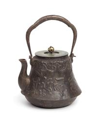 A Japanese Cast Iron Teapot, Tetsubin Height 9 1/2 inches. — 19TH CENTURY