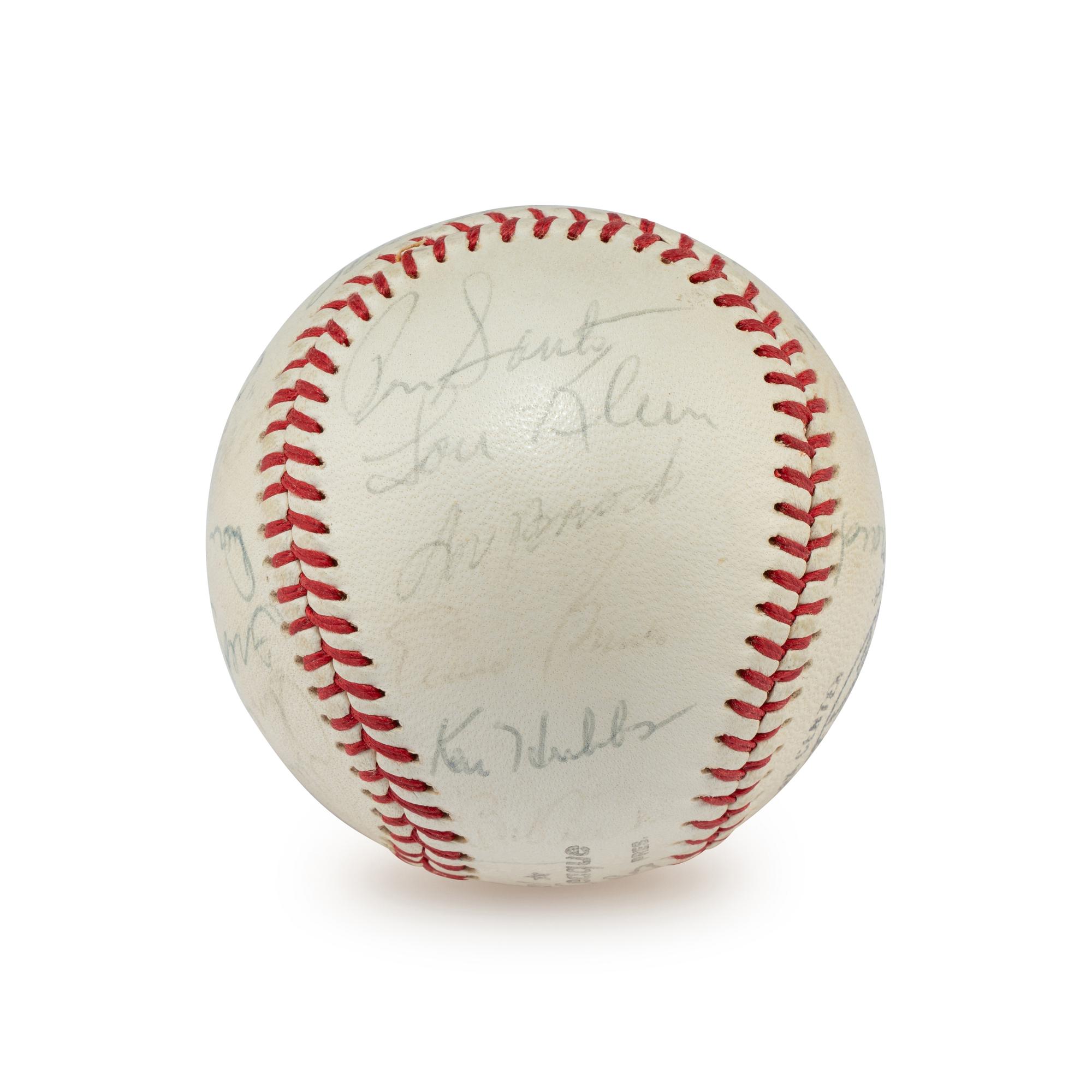 A 1962 Chicago Cubs Team Signed Autograph Baseball Including Rookie Era Lou Brock Signature (Beckett Authentication Services)