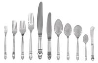A Georg Jensen Acorn Silver Flatware Service