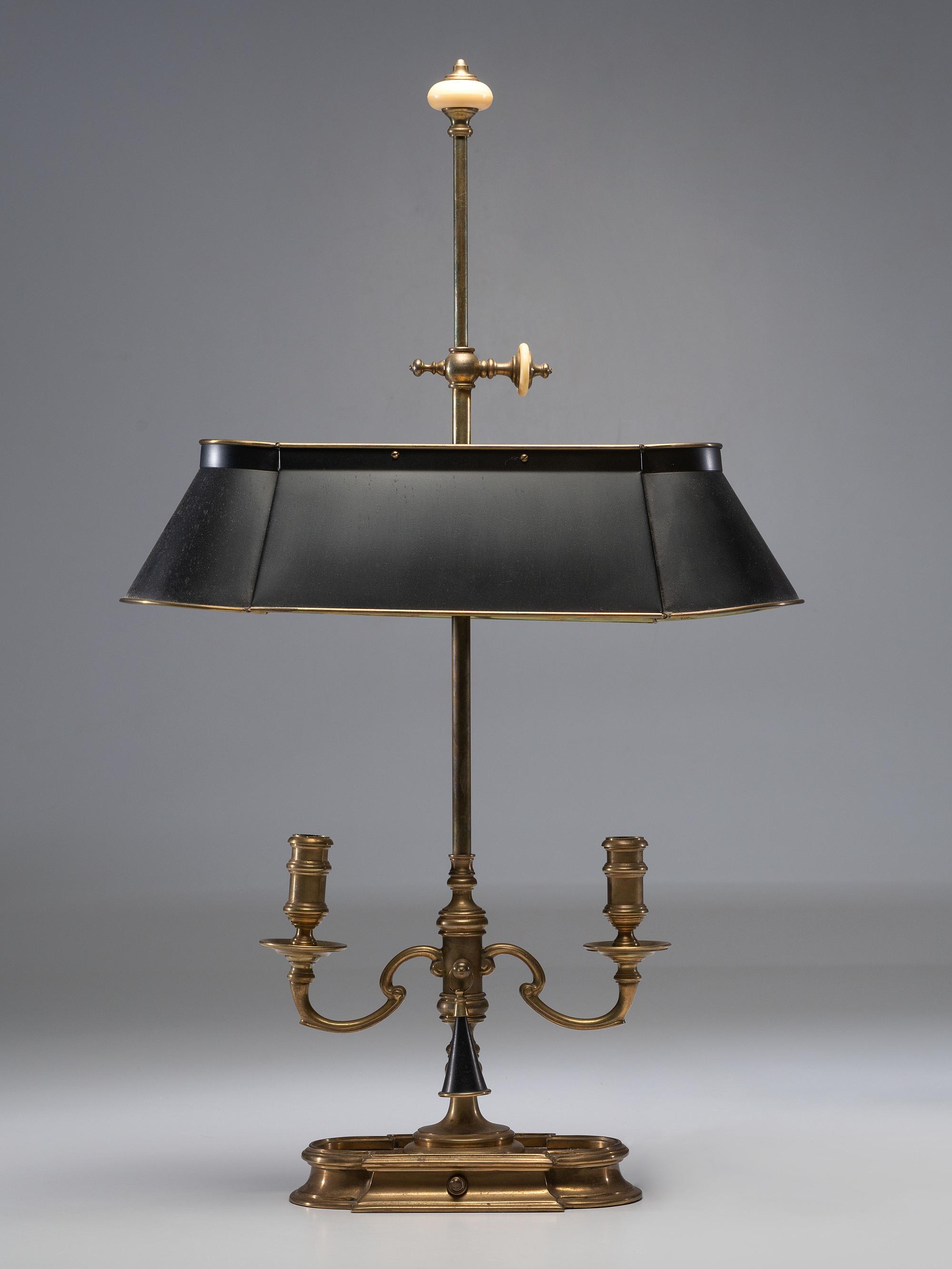 A French Two-Light Bouillotte Table Lamp