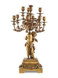 A French Gilt Bronze Figural Ten-Light Candelabrum