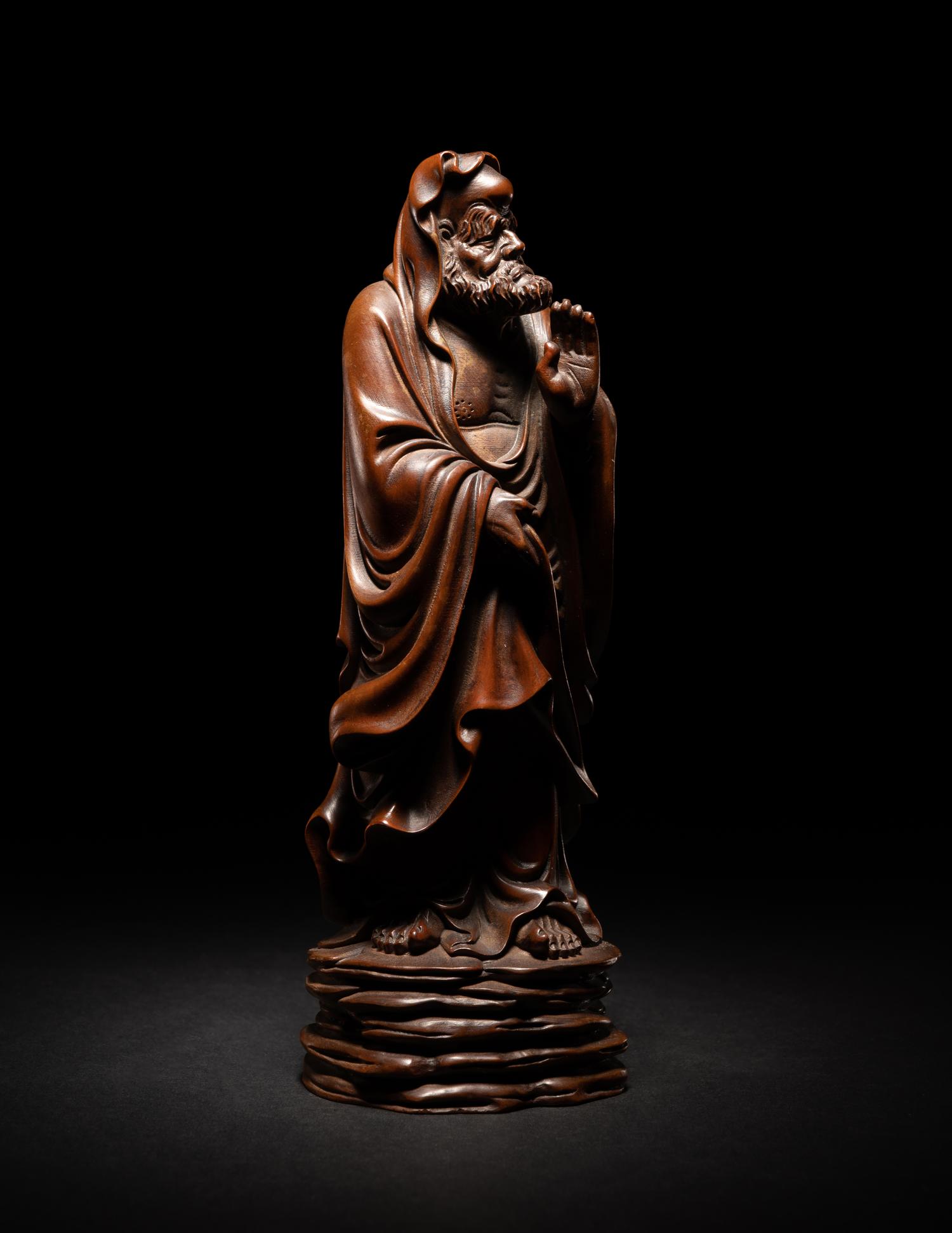 A Chinese Boxwood Figure of Damo