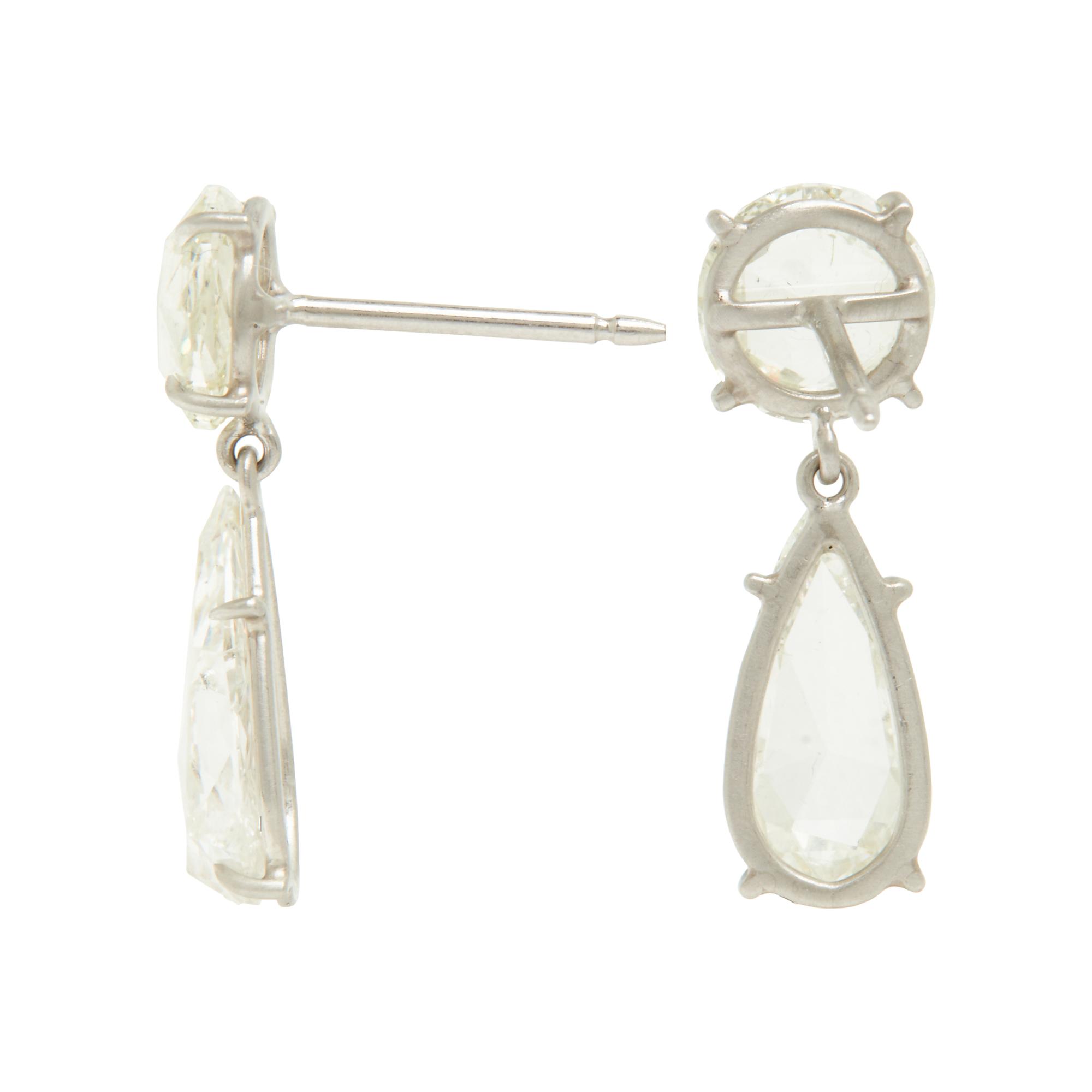 PLATINUM AND ROSE CUT DIAMOND EARRINGS