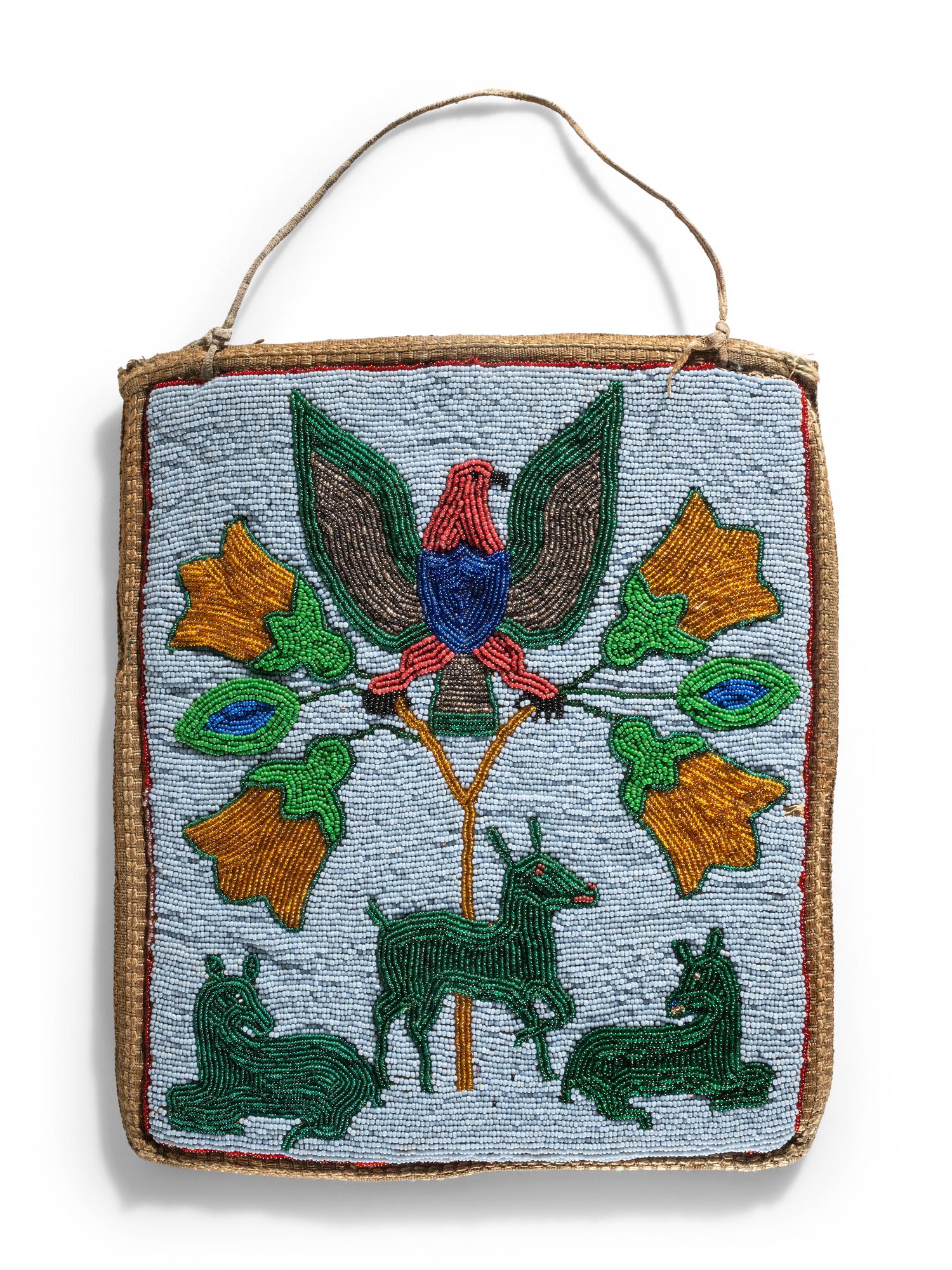 Plateau Beaded Pictorial Flat Bag, Deer and Eagle