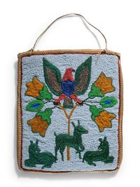 Plateau Beaded Pictorial Flat Bag, Deer and Eagle