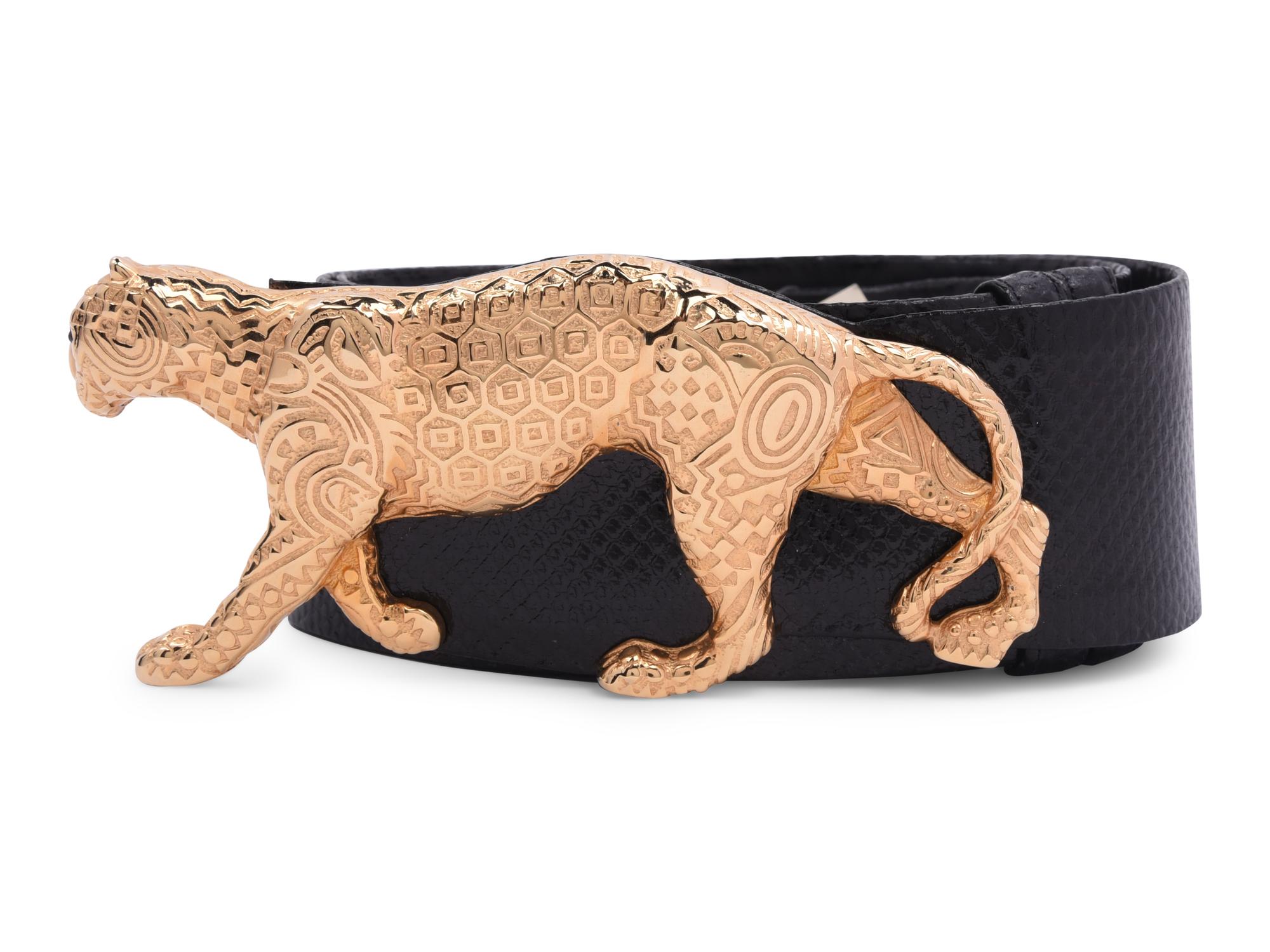 Judith Leiber Leopard Print Clutch with Snake Skin Belt