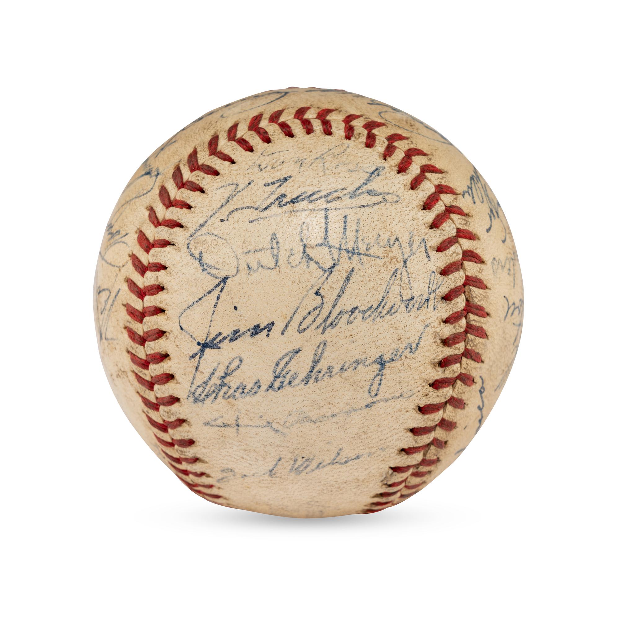 A 1942 Detroit Tigers Team Signed Autograph Baseball Featuring Charlie Gehringer (JSA Letter of Authenticity),
