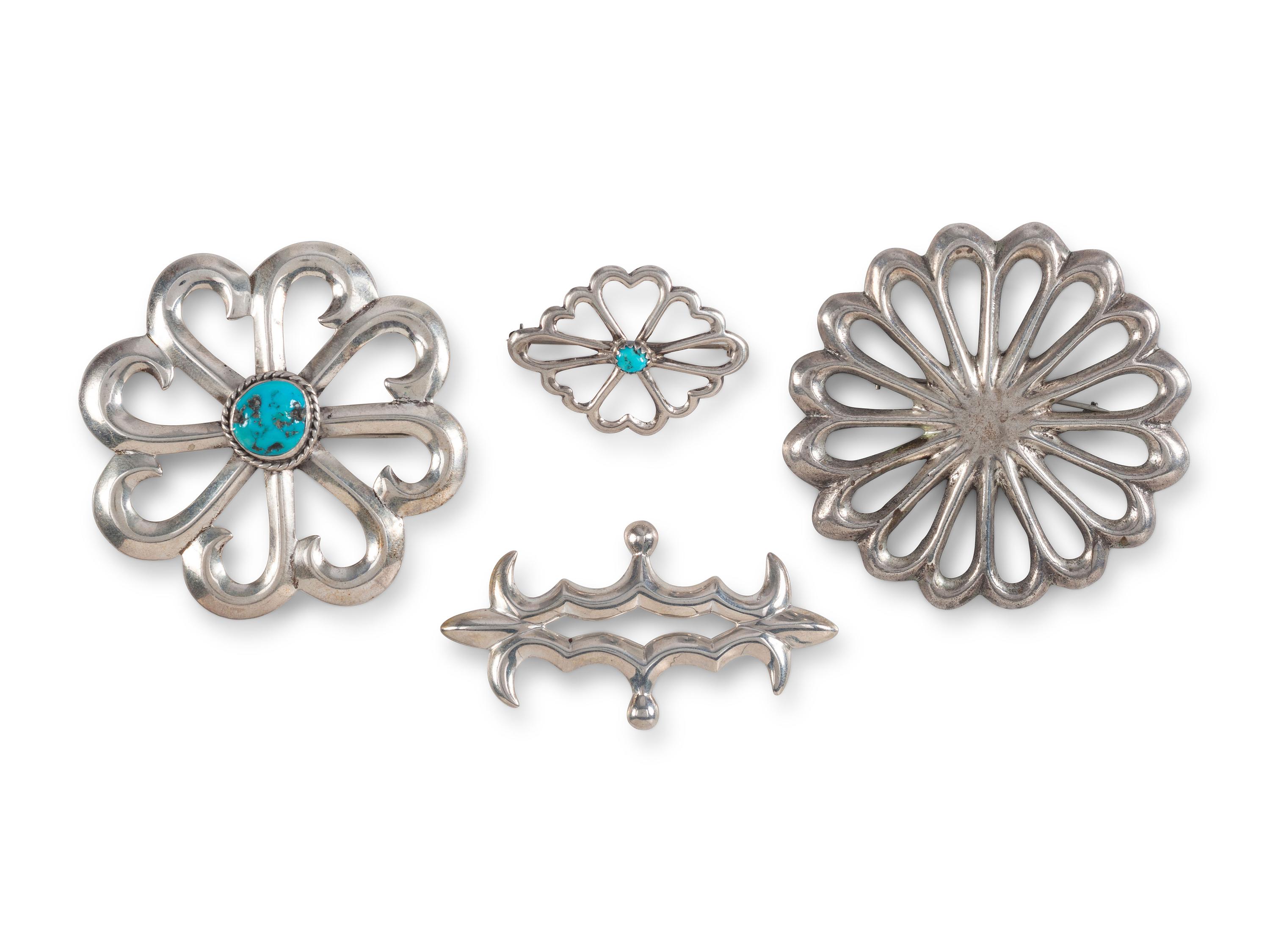 Navajo Sandcast Silver Pins / Brooches