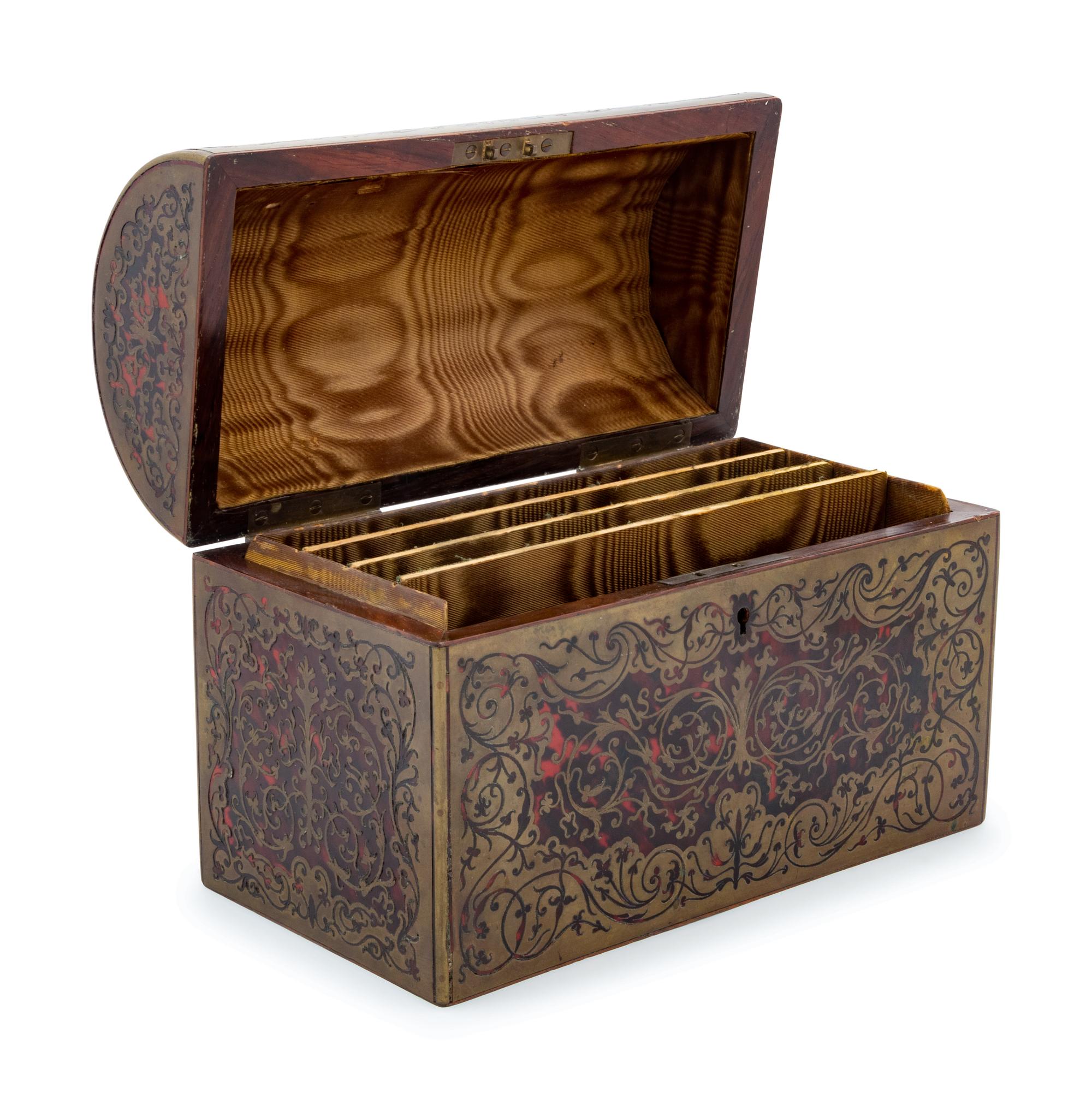 A Boulle Marquetry Dome Top Letter Box