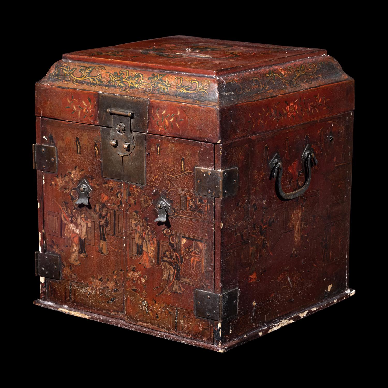 A Chinese Red Lacquer Seal Chest, Guanpixiang