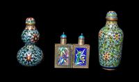 Three Chinese Enamel on Metal Snuff Bottles