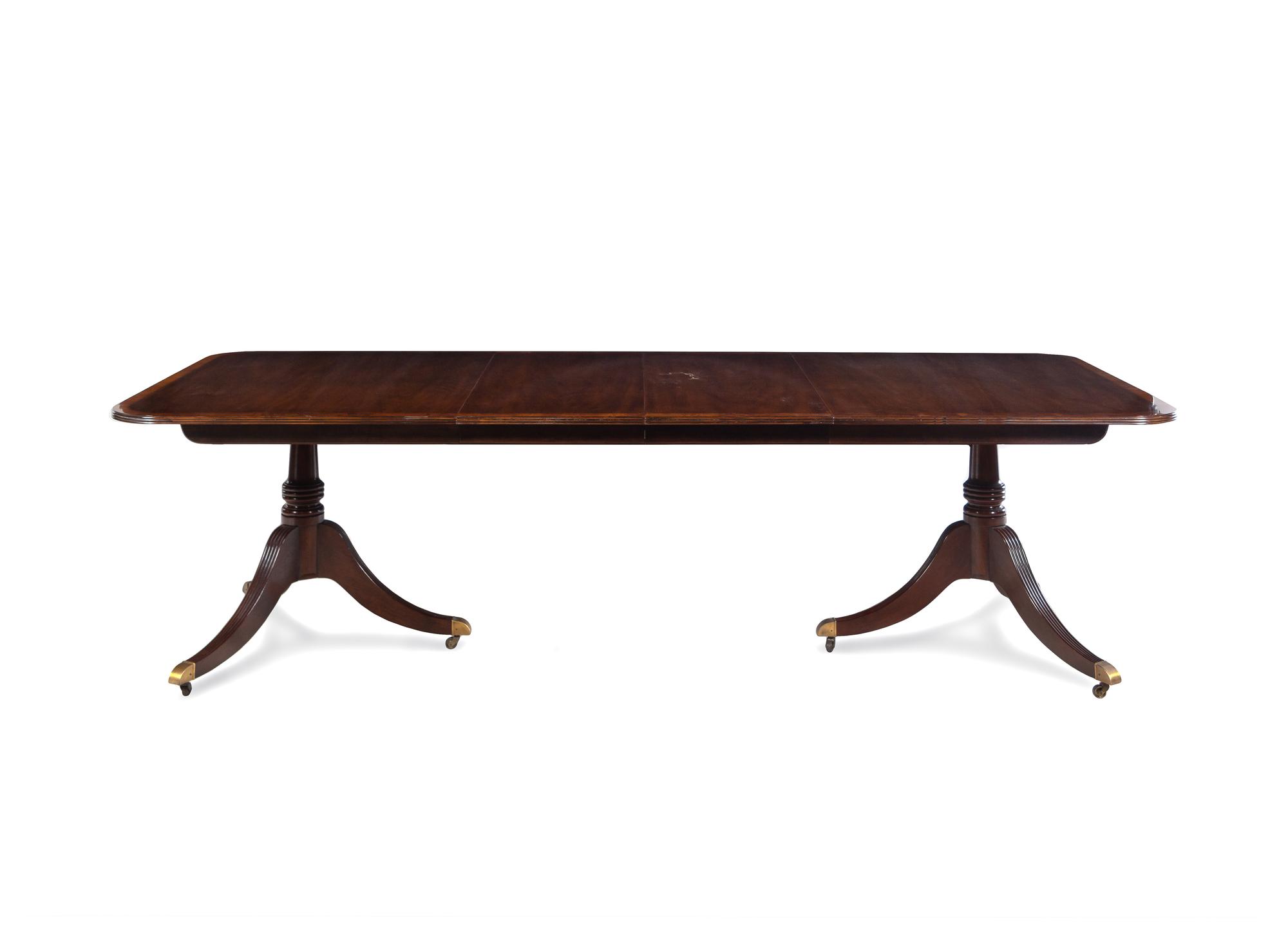 A George III Style Mahogany Double-Pedestal Dining Table