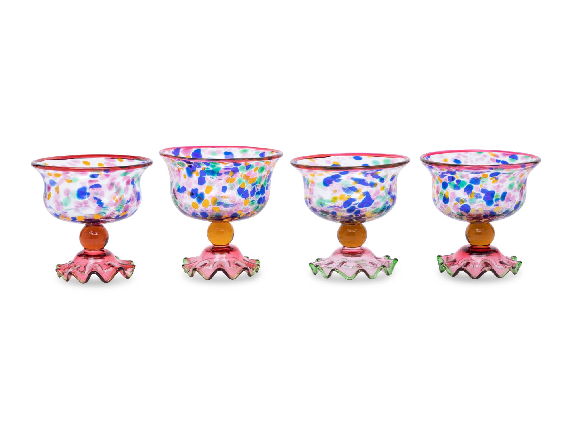 A MacKenzie-Childs Molten Confetti Glass Dessert Service