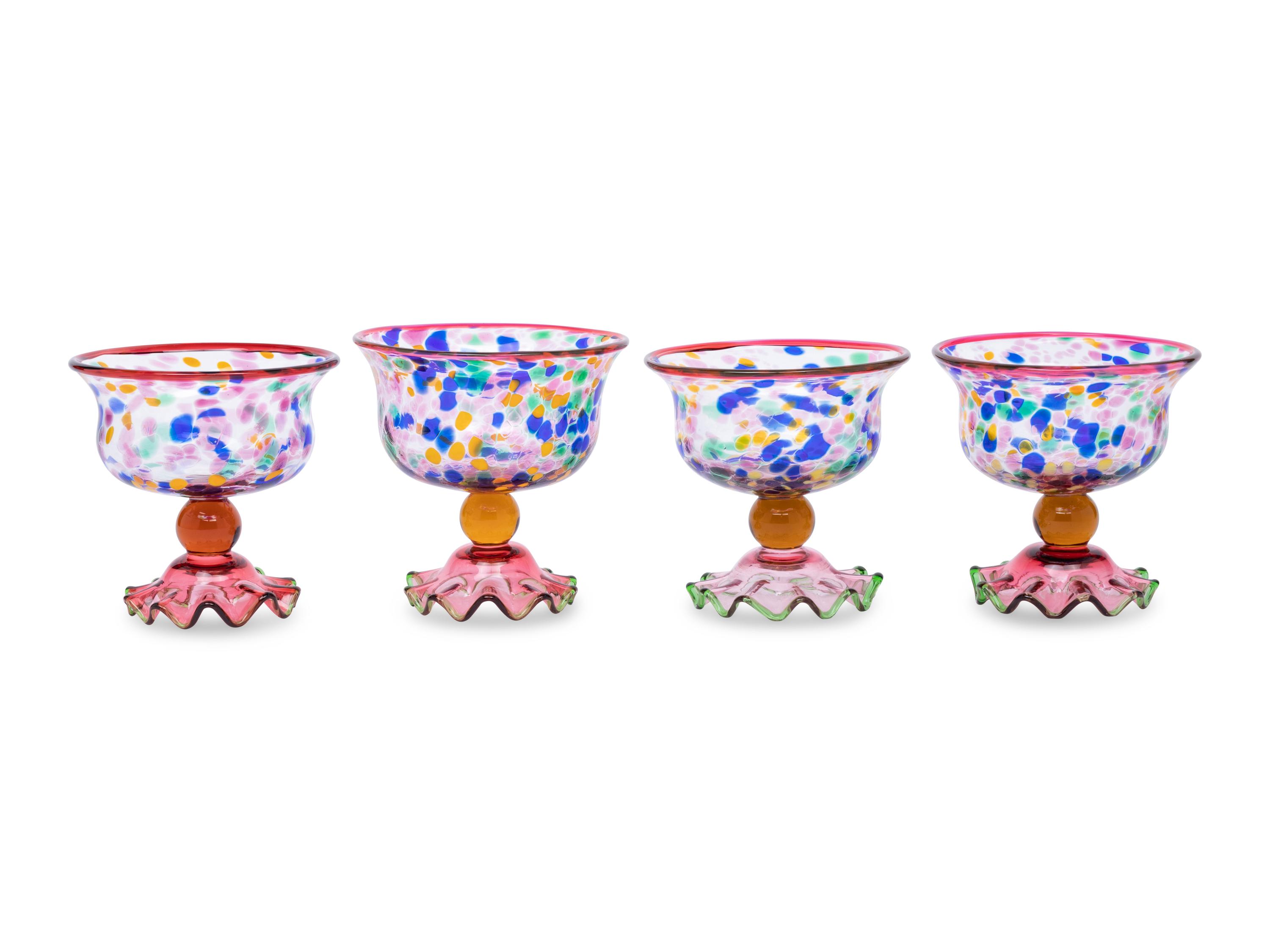 A MacKenzie-Childs Molten Confetti Glass Dessert Service