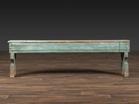 A Primitive Country Blue Painted Pine Bucket Bench
