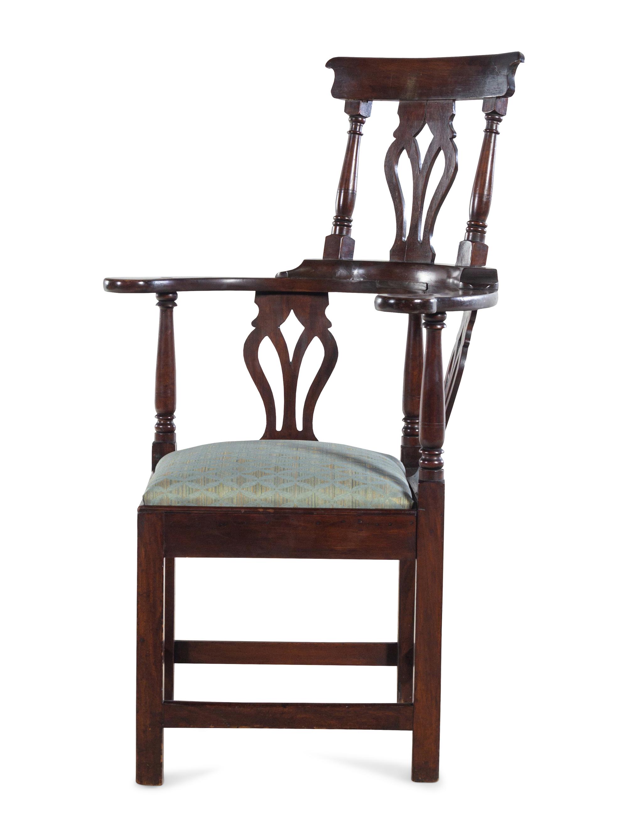 A George III Mahogany High-Back Corner Chair