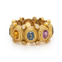 Multicolor Sapphire, Diamond, and Yellow Gold Ring