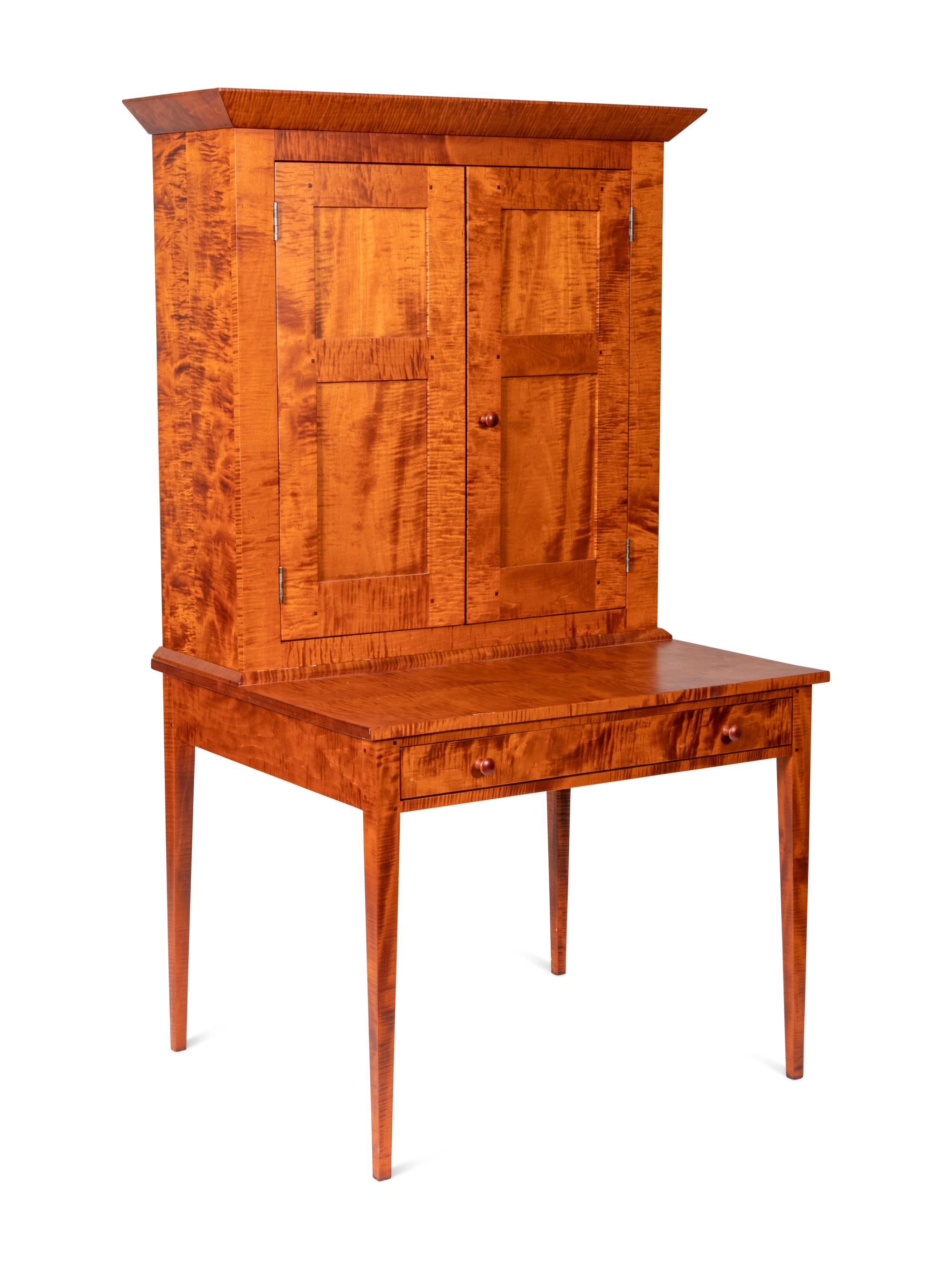 A Federal Style Tiger Maple Plantation Desk