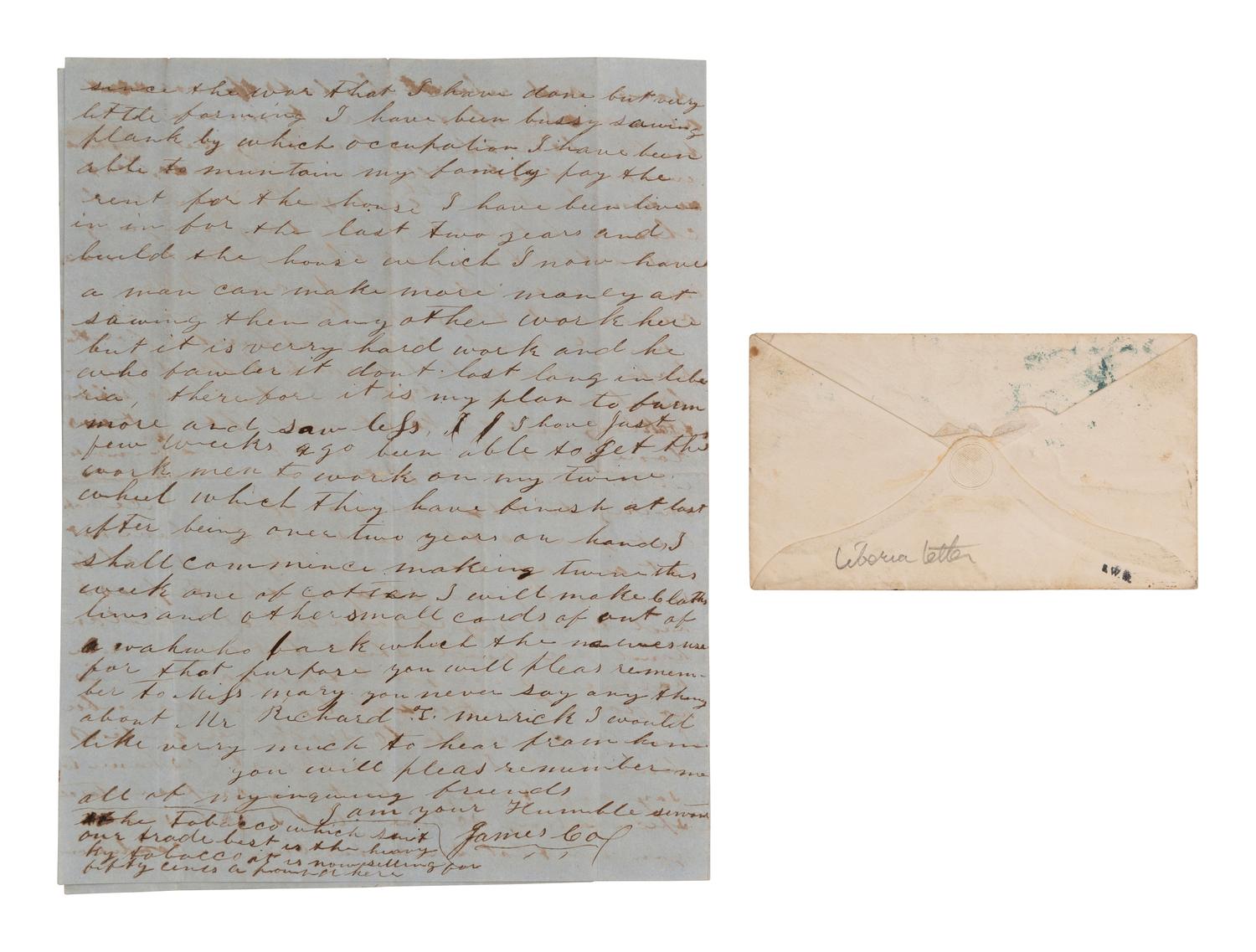 [LIBERIA]. COX, James. ALS describing cannibalism. Harper, Cape Palmas, 7 Aug 1859.