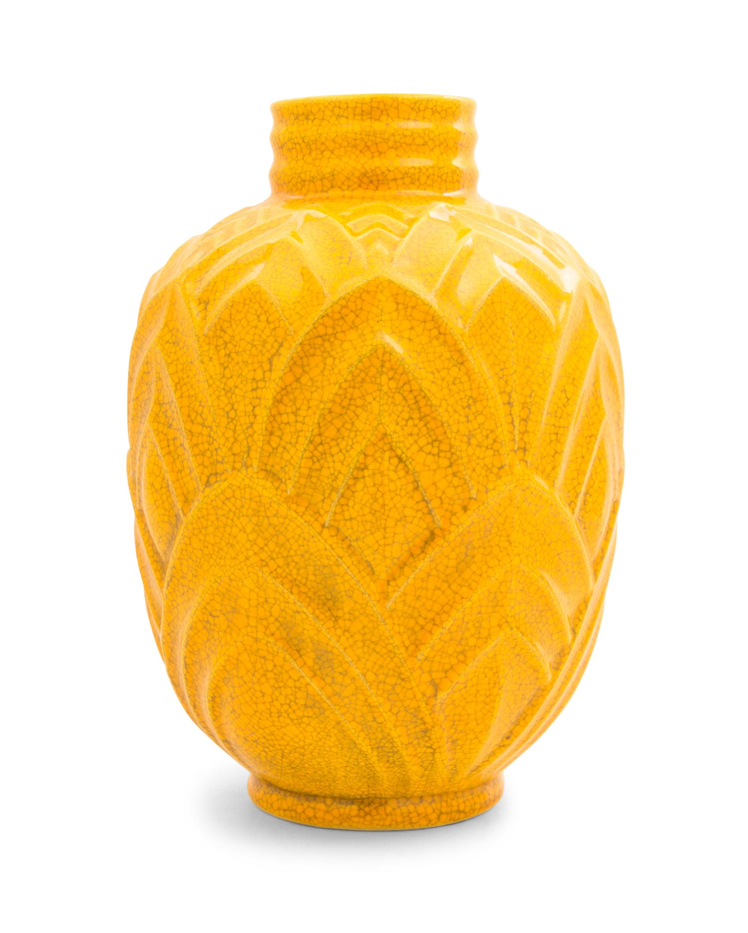 A Boch Freres Ceramic Vase Height 14 3/4 x diameter 10 inches.