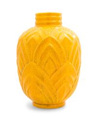 A Boch Freres Ceramic Vase Height 14 3/4 x diameter 10 inches.