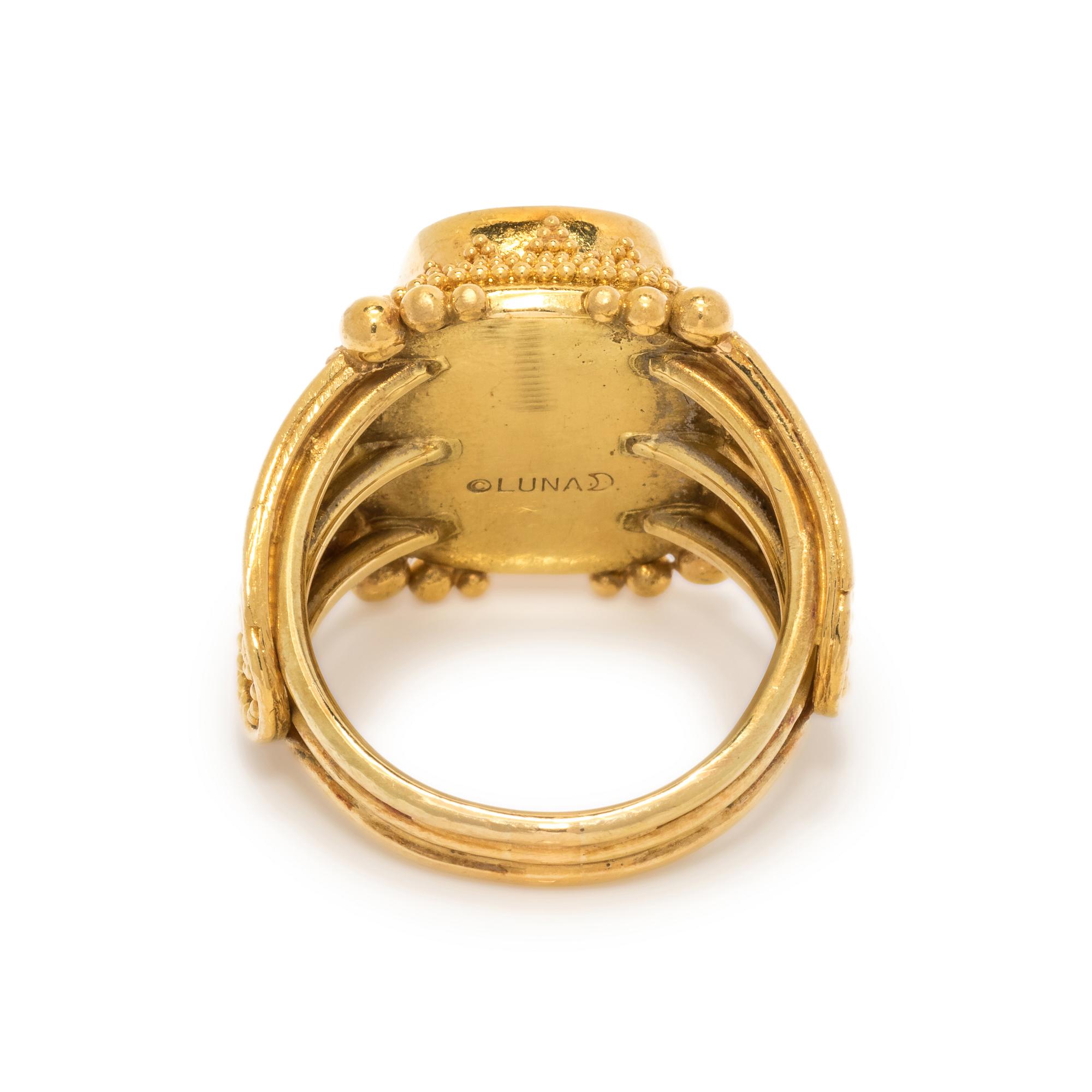 LUNA FELIX GOLDSMITH, YELLOW GOLD AND PURPLE SPINEL RING
