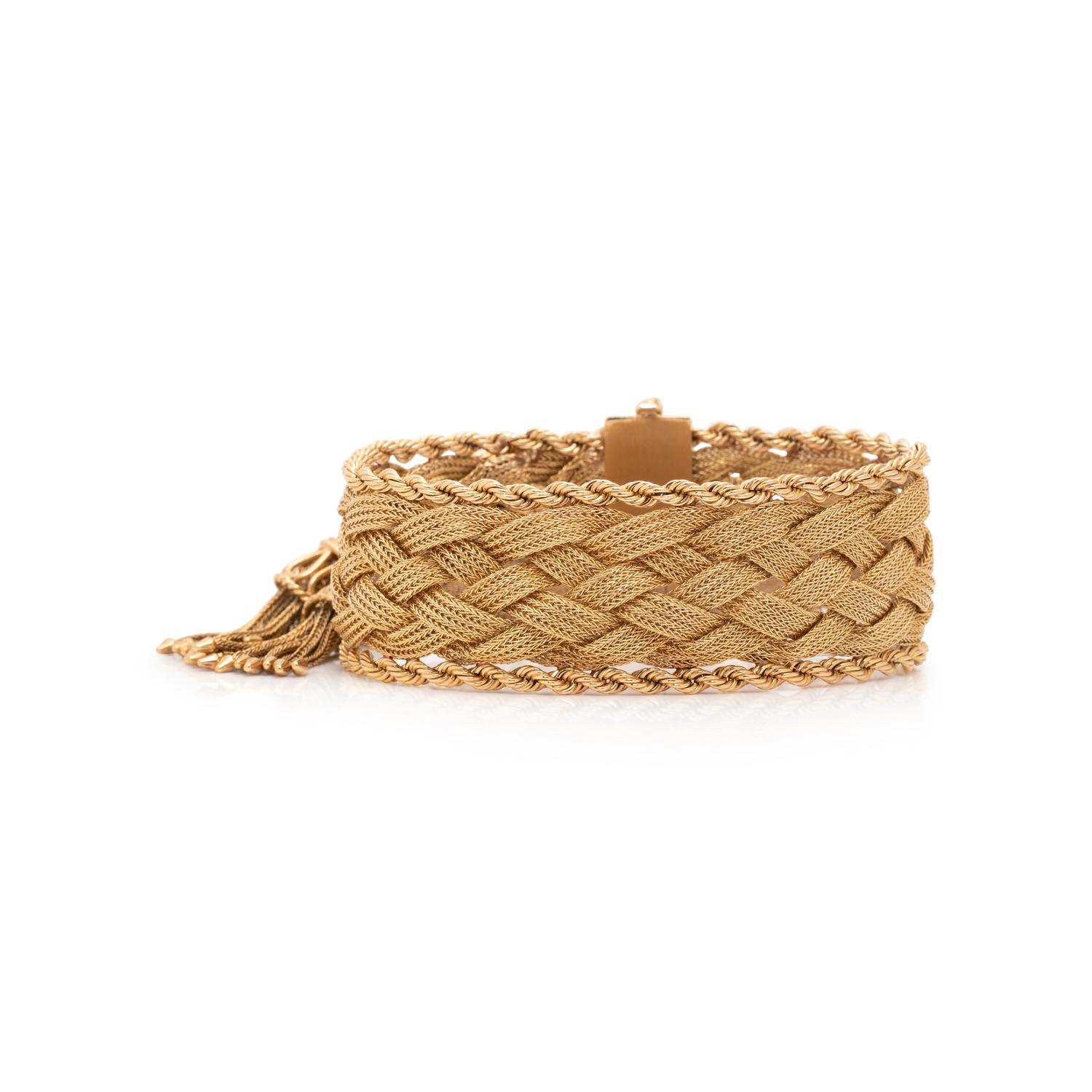 YELLOW GOLD AND DIAMOND TASSEL BRACELET