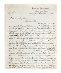 (CIVIL WAR) CURTIS, D.S., Col. 10 pp. mss, Washington, DC, December 4, 1866. Re: account of raids, railroad sabotage, et. With 1p. ALS