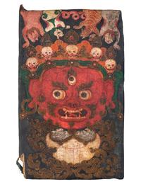 A Pair of Tibetan Painted Wood Door Panels