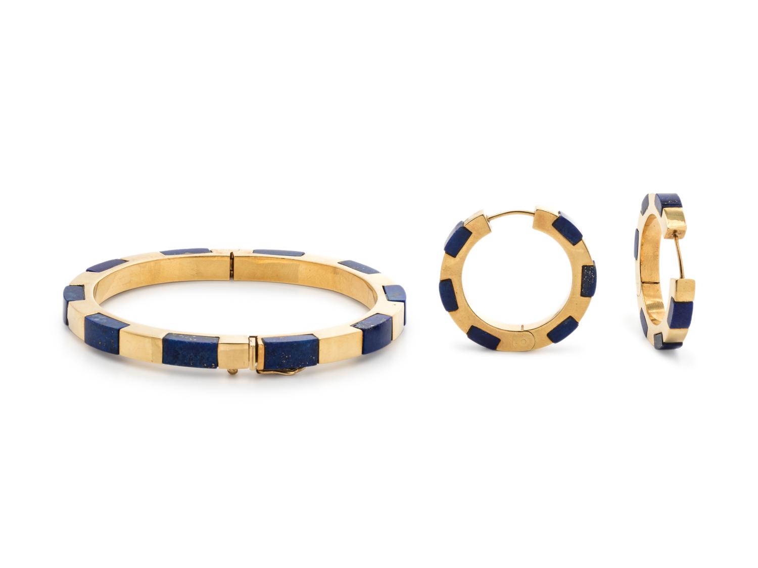 YELLOW GOLD AND LAPIS LAZULI SET