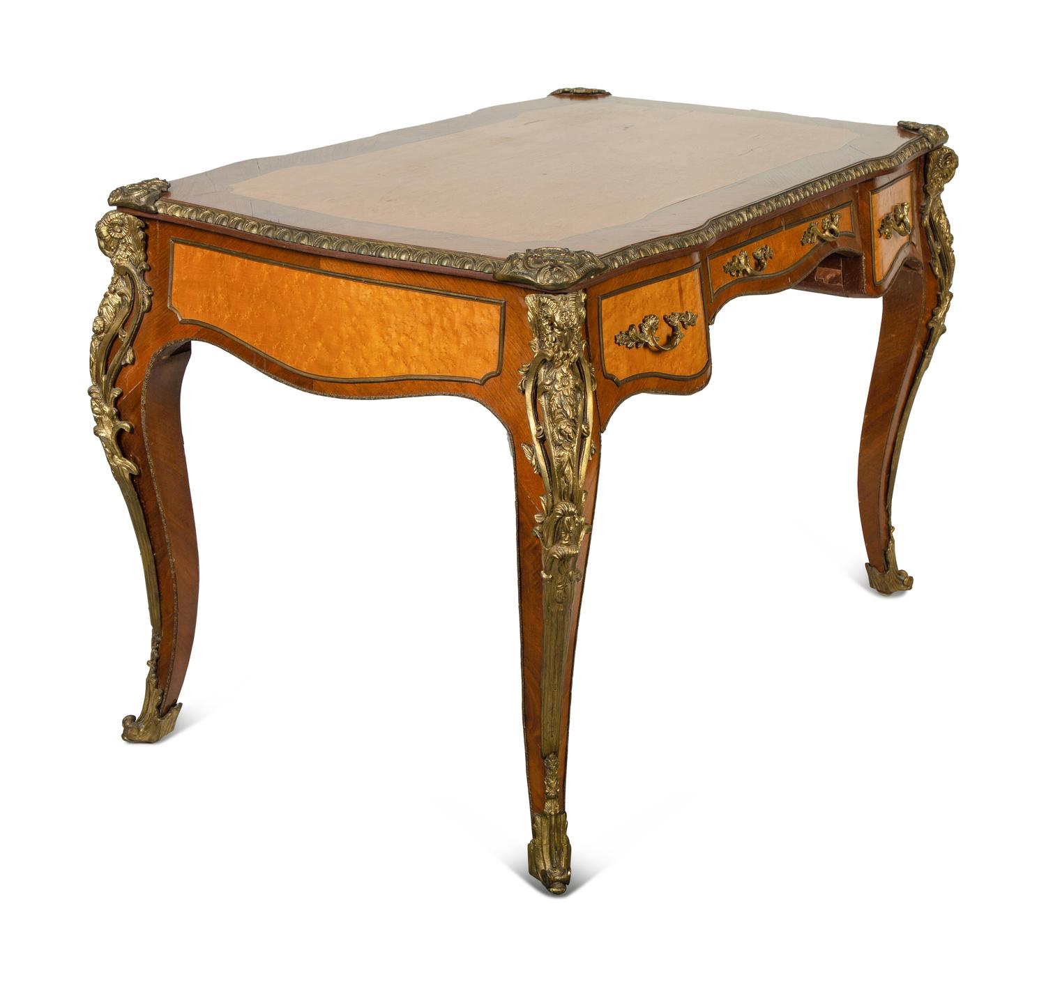 Approved for Donation A Louis XV Style Gilt Bronze Mounted Bureau Plat