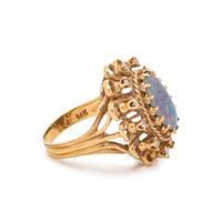 OPAL DOUBLET AND DIAMOND RING