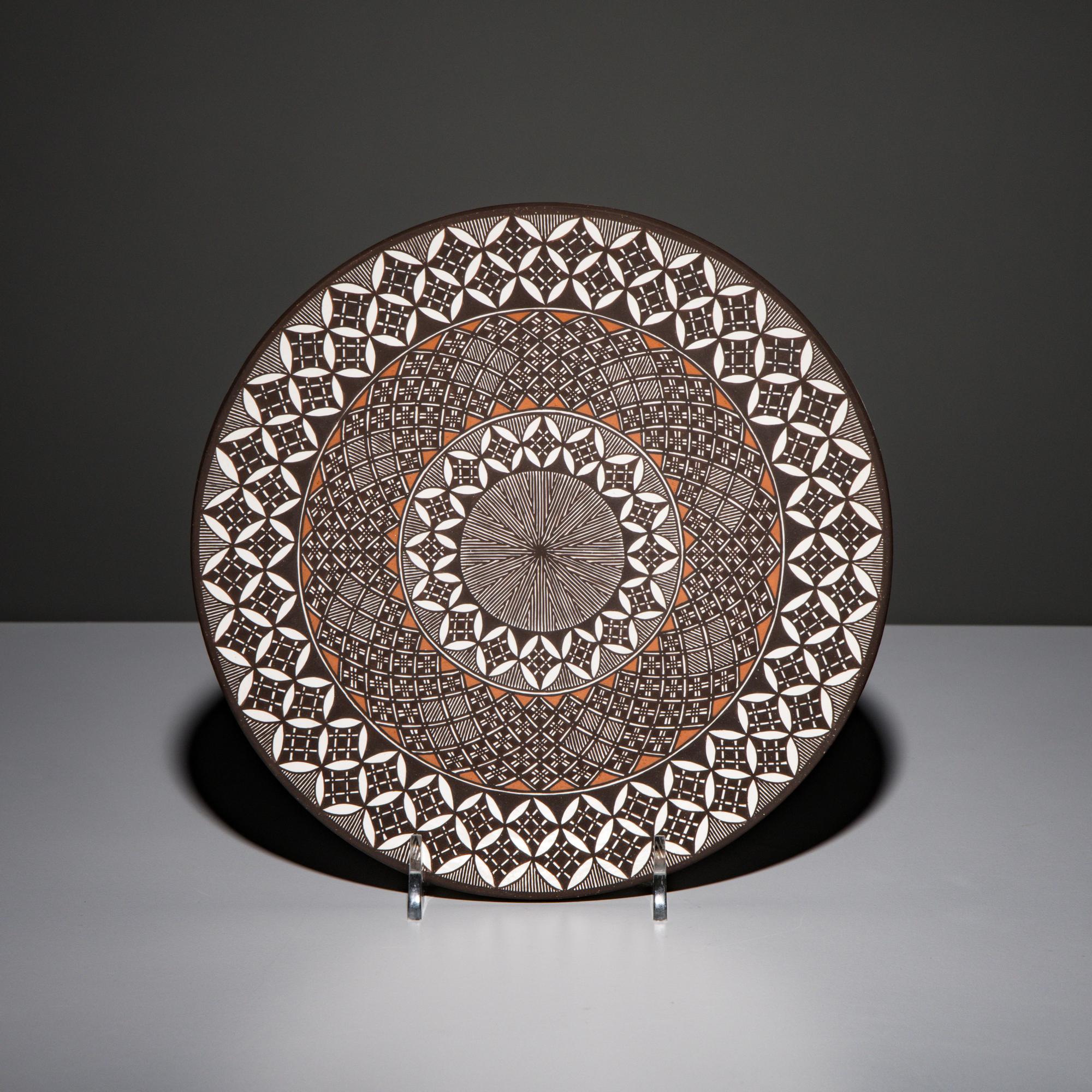 Rebecca Lucario (Acoma, b. 1951) — Fine Line Pottery Plate