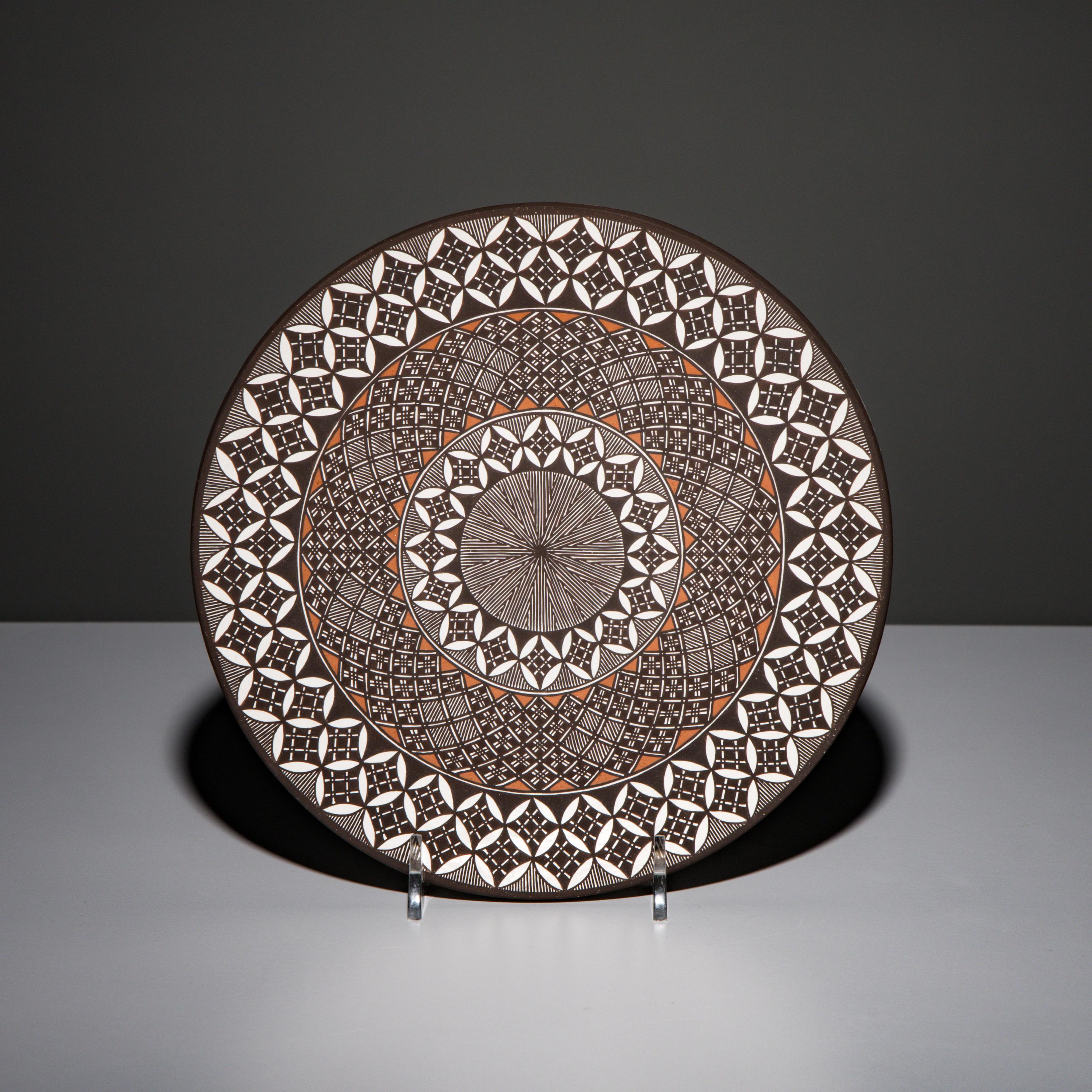 Rebecca Lucario (Acoma, b. 1951) — Fine Line Pottery Plate