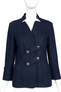 Chanel Navy Blue Double-Breasted Jacket, 2010s