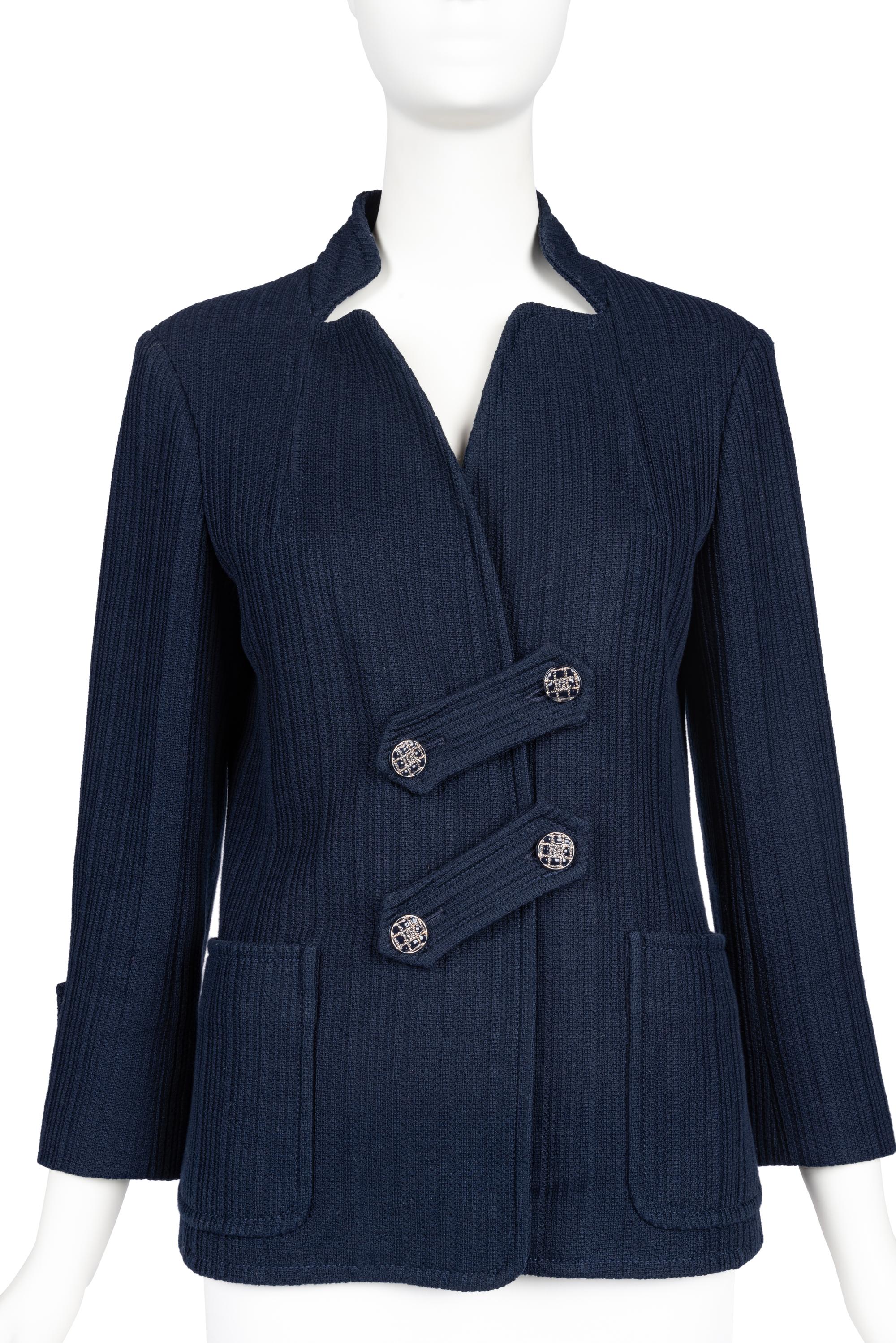 Chanel Navy Blue Double-Breasted Jacket, 2010s