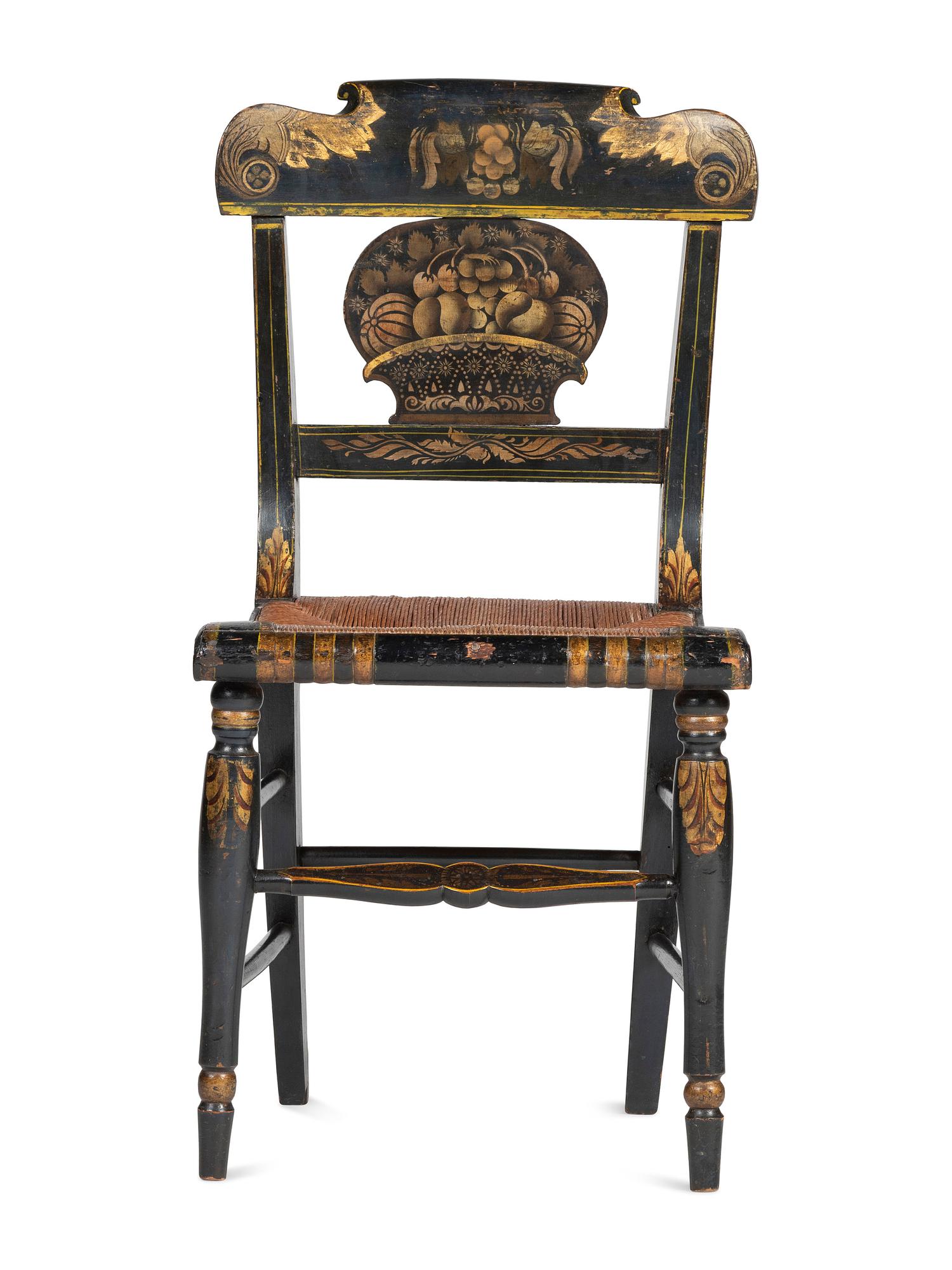 A Classical Paint and Stencil Decorated Fancy Chair
